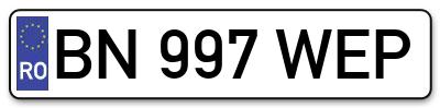 Placuta inmatriculare numar auto  BN-997-WEP, BN 997 WEP, BN997WEP