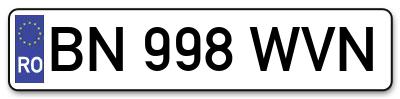 Placuta inmatriculare numar auto  BN-998-WVN, BN 998 WVN, BN998WVN