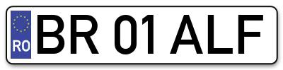 Placuta inmatriculare numar auto  BR-01-ALF, BR 01 ALF, BR01ALF
