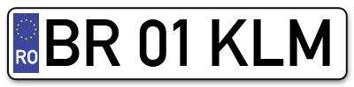 Placuta inmatriculare numar auto  BR-01-KLM, BR 01 KLM, BR01KLM