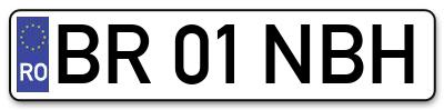 Placuta inmatriculare numar auto  BR-01-NBH, BR 01 NBH, BR01NBH