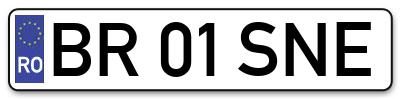 Placuta inmatriculare numar auto  BR-01-SNE, BR 01 SNE, BR01SNE