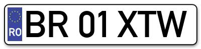 Placuta inmatriculare numar auto  BR-01-XTW, BR 01 XTW, BR01XTW