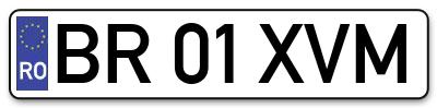 Placuta inmatriculare numar auto  BR-01-XVM, BR 01 XVM, BR01XVM