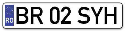 Placuta inmatriculare numar auto  BR-02-SYH, BR 02 SYH, BR02SYH