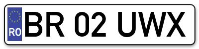 Placuta inmatriculare numar auto  BR-02-UWX, BR 02 UWX, BR02UWX