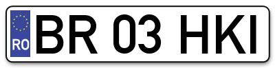 Placuta inmatriculare numar auto  BR-03-HKI, BR 03 HKI, BR03HKI
