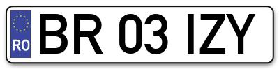 Placuta inmatriculare numar auto  BR-03-IZY, BR 03 IZY, BR03IZY