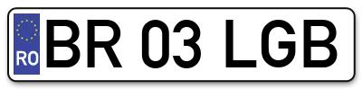 Placuta inmatriculare numar auto  BR-03-LGB, BR 03 LGB, BR03LGB
