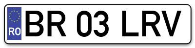 Placuta inmatriculare numar auto  BR-03-LRV, BR 03 LRV, BR03LRV