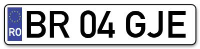 Placuta inmatriculare numar auto  BR-04-GJE, BR 04 GJE, BR04GJE