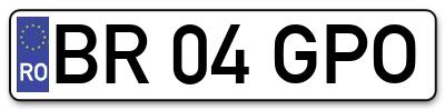 Placuta inmatriculare numar auto  BR-04-GPO, BR 04 GPO, BR04GPO