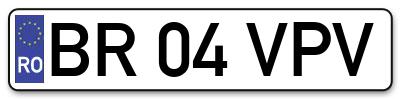Placuta inmatriculare numar auto  BR-04-VPV, BR 04 VPV, BR04VPV