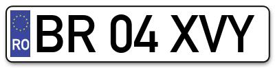 Placuta inmatriculare numar auto  BR-04-XVY, BR 04 XVY, BR04XVY