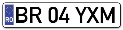 Placuta inmatriculare numar auto  BR-04-YXM, BR 04 YXM, BR04YXM