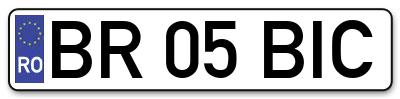 Placuta inmatriculare numar auto  BR-05-BIC, BR 05 BIC, BR05BIC
