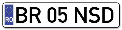 Placuta inmatriculare numar auto  BR-05-NSD, BR 05 NSD, BR05NSD