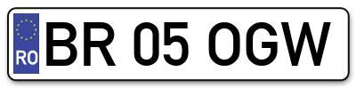 Placuta inmatriculare numar auto  BR-05-OGW, BR 05 OGW, BR05OGW