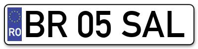 Placuta inmatriculare numar auto  BR-05-SAL, BR 05 SAL, BR05SAL