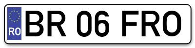 Placuta inmatriculare numar auto  BR-06-FRO, BR 06 FRO, BR06FRO