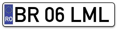 Placuta inmatriculare numar auto  BR-06-LML, BR 06 LML, BR06LML