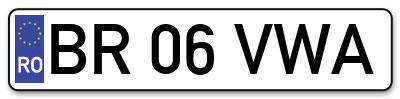 Placuta inmatriculare numar auto  BR-06-VWA, BR 06 VWA, BR06VWA