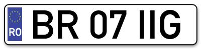 Placuta inmatriculare numar auto  BR-07-IIG, BR 07 IIG, BR07IIG