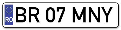 Placuta inmatriculare numar auto  BR-07-MNY, BR 07 MNY, BR07MNY