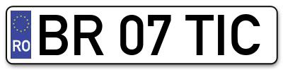 Placuta inmatriculare numar auto  BR-07-TIC, BR 07 TIC, BR07TIC