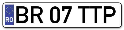 Placuta inmatriculare numar auto  BR-07-TTP, BR 07 TTP, BR07TTP