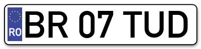 Placuta inmatriculare numar auto  BR-07-TUD, BR 07 TUD, BR07TUD