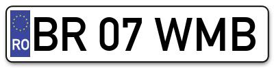 Placuta inmatriculare numar auto  BR-07-WMB, BR 07 WMB, BR07WMB