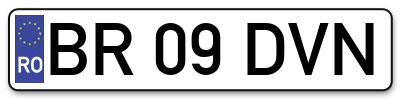 Placuta inmatriculare numar auto  BR-09-DVN, BR 09 DVN, BR09DVN