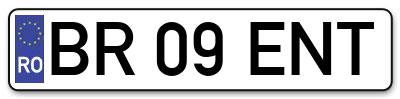 Placuta inmatriculare numar auto  BR-09-ENT, BR 09 ENT, BR09ENT