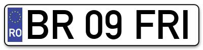 Placuta inmatriculare numar auto  BR-09-FRI, BR 09 FRI, BR09FRI