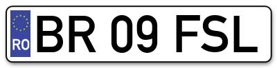 Placuta inmatriculare numar auto  BR-09-FSL, BR 09 FSL, BR09FSL