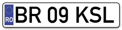 Placuta inmatriculare numar auto  BR-09-KSL, BR 09 KSL, BR09KSL