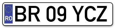 Placuta inmatriculare numar auto  BR-09-YCZ, BR 09 YCZ, BR09YCZ