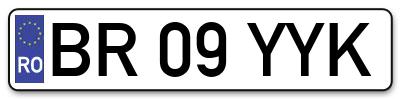 Placuta inmatriculare numar auto  BR-09-YYK, BR 09 YYK, BR09YYK
