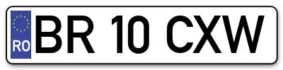 Placuta inmatriculare numar auto  BR-10-CXW, BR 10 CXW, BR10CXW