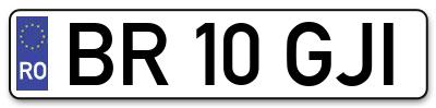 Placuta inmatriculare numar auto  BR-10-GJI, BR 10 GJI, BR10GJI