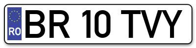 Placuta inmatriculare numar auto  BR-10-TVY, BR 10 TVY, BR10TVY