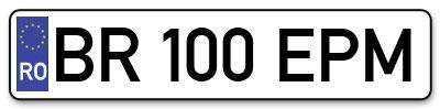Placuta inmatriculare numar auto  BR-100-EPM, BR 100 EPM, BR100EPM