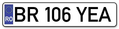 Placuta inmatriculare numar auto  BR-106-YEA, BR 106 YEA, BR106YEA