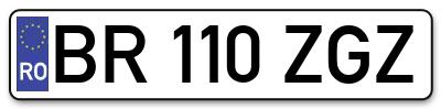Placuta inmatriculare numar auto  BR-110-ZGZ, BR 110 ZGZ, BR110ZGZ