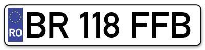 Placuta inmatriculare numar auto  BR-118-FFB, BR 118 FFB, BR118FFB