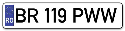 Placuta inmatriculare numar auto  BR-119-PWW, BR 119 PWW, BR119PWW