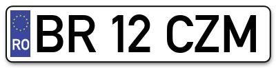 Placuta inmatriculare numar auto  BR-12-CZM, BR 12 CZM, BR12CZM