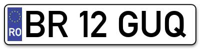 Placuta inmatriculare numar auto  BR-12-GUQ, BR 12 GUQ, BR12GUQ