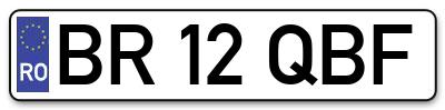 Placuta inmatriculare numar auto  BR-12-QBF, BR 12 QBF, BR12QBF